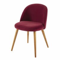 Chaise vintage en velours bordeaux et bouleau massif Mauricette Maisons du Monde