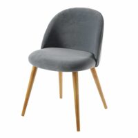 Chaise vintage en velours gris anthracite et bouleau massif Mauricette Maisons du Monde