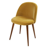 Chaise vintage en velours jaune moutarde et bouleau Mauricette Maisons du Monde