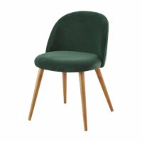 Chaise vintage en velours vert et bouleau massif Mauricette Maisons du Monde