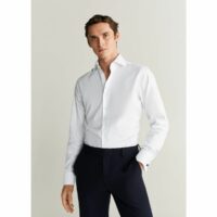 Chemise Tailores slim-fit coton Blanc - Bleu Ciel mango man