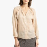 Chemise à col V fantaisie ROGELIO Beige Rosé Des Petits Hauts