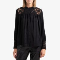 Chemise à manches longues avec dentelle LYNDSEY Noir Suncoo