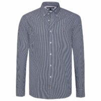 Chemise coupe droite 100% coton à carreaux Bleu Marine Tommy Hilfiger