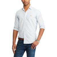 Chemise droite custom fit à rayures Blanc/Bleu Polo Ralph Lauren