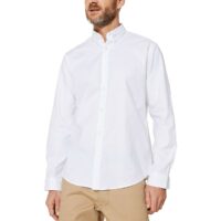 Chemise droite en oxford Blanc - Bleu Foncé Esprit