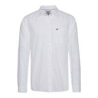 Chemise droite en popeline de coton Blanc - Bleu Marine Tommy Jeans