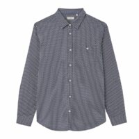 Chemise droite en popeline de coton Melly Blanc - Bleu Marine KAPORAL