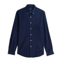 Chemise droite en popeline stretch Blanc - Bleu Marine Polo Ralph Lauren