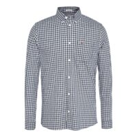 Chemise droite en twill à carreaux Gingham Blanc / Bleu Marine Tommy Jeans