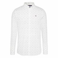 Chemise droite popeline dobby à micro-motif Blanc Tommy Jeans