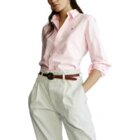 Chemise rayée Oxford à manches longues Rose/Blanc Polo Ralph Lauren