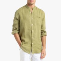 Chemise regular en lin col mao