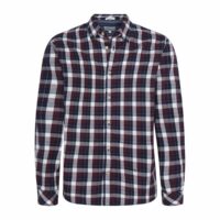 Chemise slim à carreaux Roger Bleu Marine