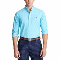 Chemise slim en oxford Rouge - Bleu Ciel Polo Ralph Lauren