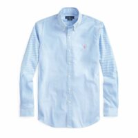 Chemise slim en popeline stretch à rayures Blanc/Bleu Ciel Polo Ralph Lauren