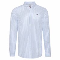 Chemise slim en popeline stretch à rayures Bleu-Blanc Tommy Jeans