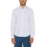 Chemise slim stretch motif imprimée Bleu-Blanc Esprit