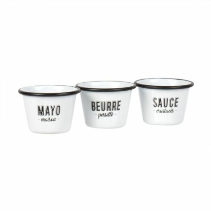 Coffret 3 pots à sauce en métal blanc et noir Maisons du Monde