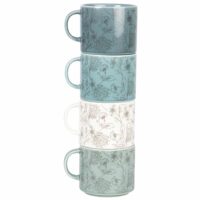 Coffret 4 tasses en faïence blanche