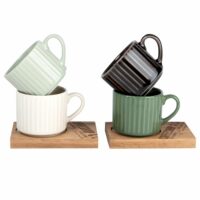 Coffret 4 tasses en faïence verte