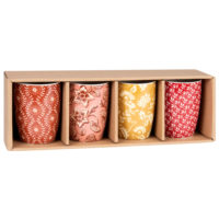 Coffret 4 tasses en grès multicolore imprimé Maisons du Monde