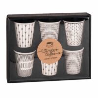 Coffret 6 tasses en porcelaine blanche motifs noirs Maisons du Monde