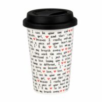 Coffret mug de voyage en porcelaine blanche inscriptions noires Maisons du Monde