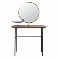 Coiffeuse avec miroir imitation noyer et métal noir Spiga Maisons du Monde