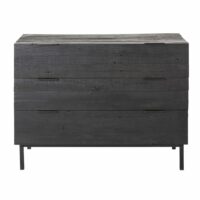 Commode 3 tiroirs en bois recyclé noir et métal noir mat Akao Maisons du Monde