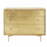 Commode 3 tiroirs en feuille de métal ciselé doré Goldy Maisons du Monde