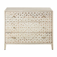 Commode 3 tiroirs en manguier massif blanchi sculpté Oudaya Maisons du Monde