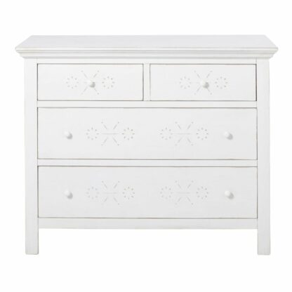 Commode 4 tiroirs en sapin blanc effet usé Bianca Maisons du Monde