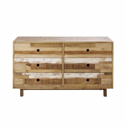 Commode double 6 tiroirs en manguier massif effet latté Mazaro Maisons du Monde