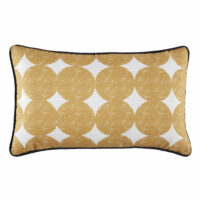 Coussin d'extérieur beige motifs graphiques jaunes 30x50 Maisons du Monde