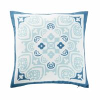 Coussin d'extérieur blanc motif carreau de ciment bleu 45x45 Maisons du Monde