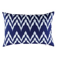 Coussin d'extérieur bleu motifs graphiques blancs 40x60 Maisons du Monde