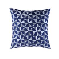 Coussin d'extérieur bleu motifs graphiques blancs 45x45 Maisons du Monde