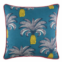 Coussin d'extérieur en coton bleu imprimé palmiers 45x45 Maisons du Monde