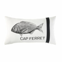 Coussin d'extérieur en coton écru imprimé poisson noir 30x50 Maisons du Monde