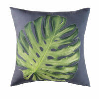 Coussin d'extérieur gris anthracite imprimé feuille verte 45x45 Maisons du Monde