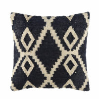 Coussin d'extérieur tissé jacquard noir motifs graphiques 45x45 Maisons du Monde