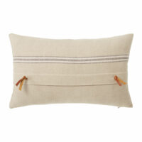 Coussin en coton tissé beige et cuir marron 30x50 Maisons du Monde