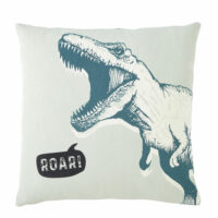 Coussin en coton vert et gris imprimé dinosaures 40x40 Maisons du Monde