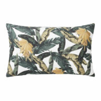 Coussin en velours écru imprimé feuilles 30x50 Maisons du Monde