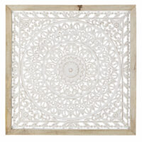 Déco murale en manguier motif mandala sculpté blanc 110x110 Maisons du Monde