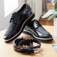 Derbies en cuir plateau aspect poil de poulain Bordeaux LA REDOUTE COLLECTIONS