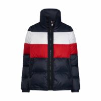 Doudoune à rayures larges multicolores Marine/Blanc/Rouge Tommy Hilfiger