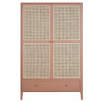 Dressing 2 portes 1 tiroir terracotta et cannage en rotin Siwa Maisons du Monde