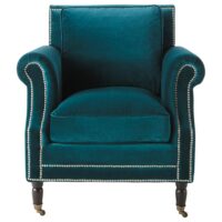 Fauteuil bergère en velours bleu canard Baudelaire Maisons du Monde